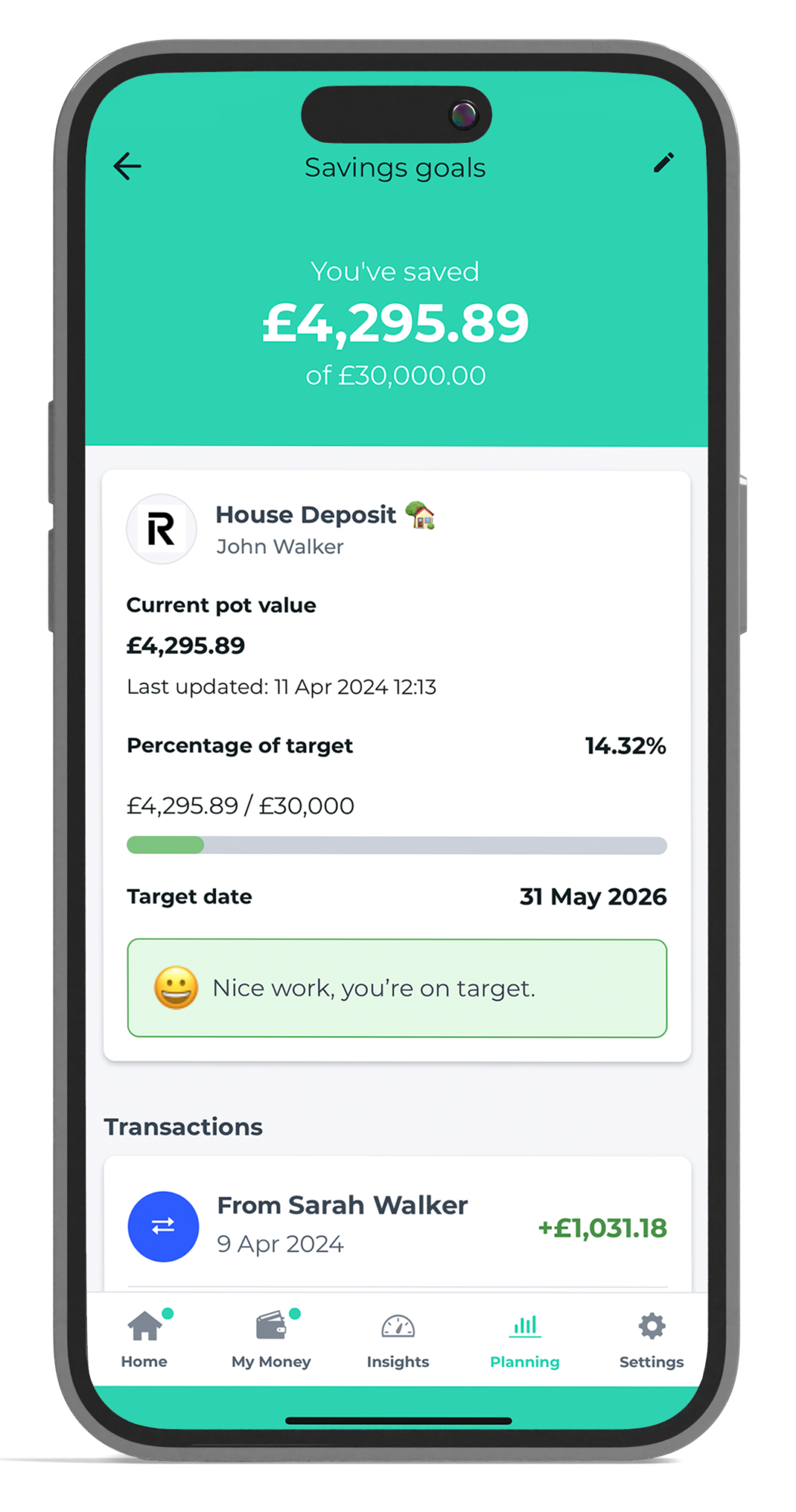 An image showcasing 1Legacy mobile app's savings optimisation feature